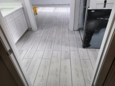 Brick pattern wood look tile